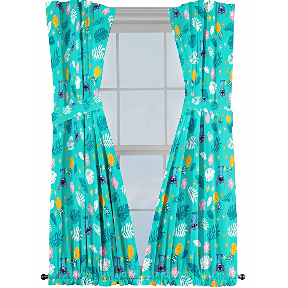 NIB Jay Franco Disney Lilo & Stitch Aloha Stitch 63" Drapes 2 panels & tiebacks